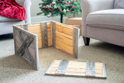 Image showing  22.5 in. x 14.5 in. Rustic Farmhouse Deluxe Reclaimed Wood Christmas Tree Box Collar, Weathered Gray