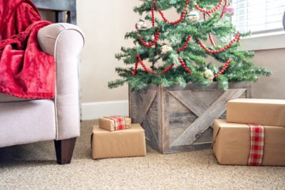 Image showing  22.5 in. x 14.5 in. Rustic Farmhouse Deluxe Reclaimed Wood Christmas Tree Box Collar, Weathered Gray