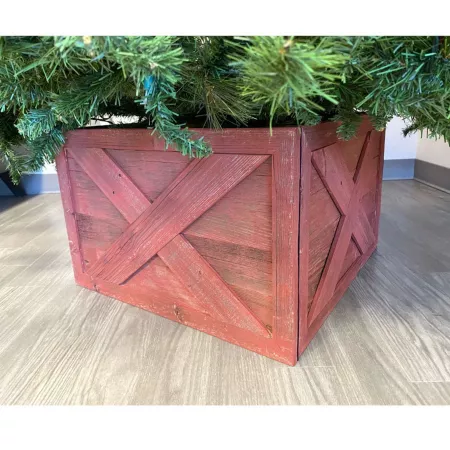 Barnwood USA Rustic Farmhouse Deluxe 22.5 x 14.5 inches Rustic Red Reclaimed Wood Christmas Tree Box Necklace Christmas Tree Stands