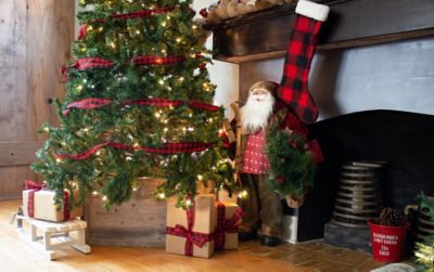 Image showing 6 th Barnwood USA 17.5 in. x 11.5 in. Rustic Farmhouse Reclaimed Wood Christmas Tree Box Collar, Weathered Gray