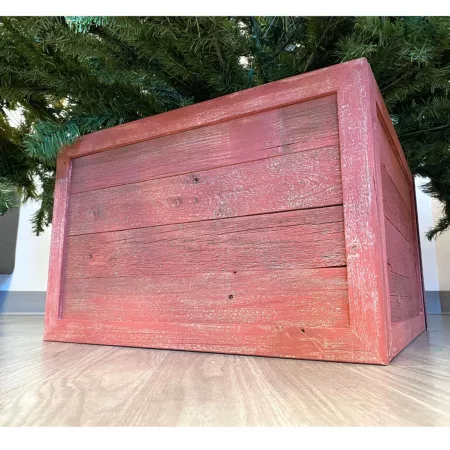 Rustic Farmhouse Barnwood USA 17.5 x 11.5 inches Rustic Red Reclaimed Wood Christmas Tree Box Necklace Christmas Tree Stands