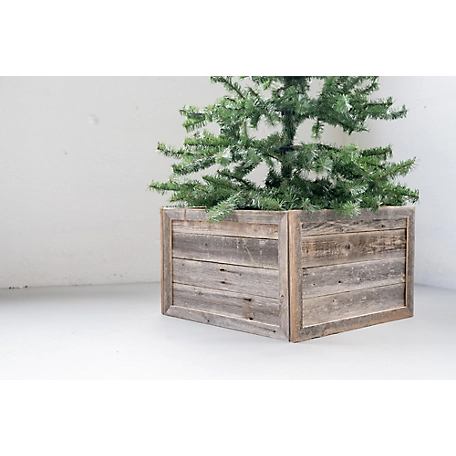 Barnwood USA Rustic Farmhouse 22.5 x 14.5in. Weathered Gray Reclaimed Wooden Christmas Tree Box Collar