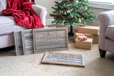 Image showing  22.5 in. x 14.5 in. Rustic Farmhouse Reclaimed Wood Christmas Tree Box Collar, Weathered Gray