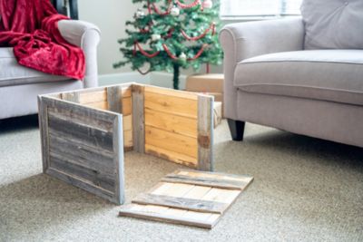 Image showing  22.5 in. x 14.5 in. Rustic Farmhouse Reclaimed Wood Christmas Tree Box Collar, Weathered Gray