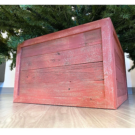 Barnwood USA Rustic Farmhouse 22.5 x 14.5in. Rustic Red Reclaimed Wooden Christmas Tree Box Collar