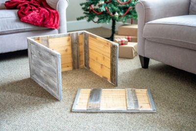 Image showing  22.5 in. x 14.5 in. Rustic Farmhouse Reclaimed Wood Christmas Tree Box Collar, White Wash