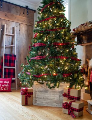 Image showing 9 th Barnwood USA 22.5 in. x 14.5 in. Rustic Farmhouse Reclaimed Wood Christmas Tree Box Collar, White Wash