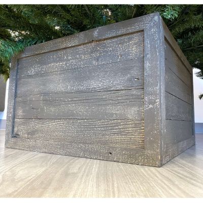 Image showing  27 in. x 14.5 in. Rustic Farmhouse Reclaimed Wood Christmas Tree Box Collar, Espresso
