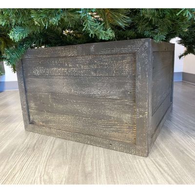 Image showing  27 in. x 14.5 in. Rustic Farmhouse Reclaimed Wood Christmas Tree Box Collar, Espresso