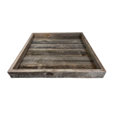 Barnwood USA Rustic Farmhouse Large 18 in. x 18 in. Reclaimed Wooden Ottoman Organizing Serving Tray