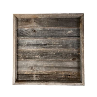 Image showing  Rustic Farmhouse Large 18 in. x 18 in. Reclaimed Wooden Ottoman Organizing Serving Tray
