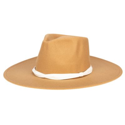 San Diego Hat Company Faux Felt Wide Brim Fedora with Twisted Band, CTH3755OSCML