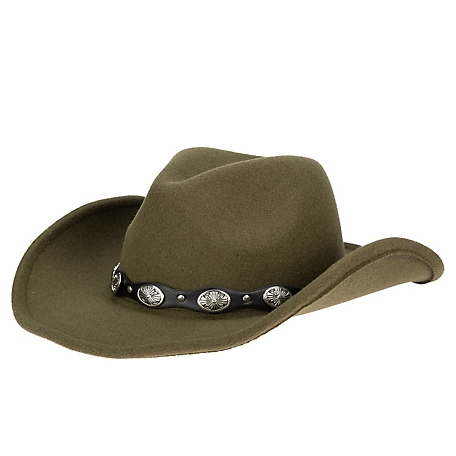San Diego Hat Company Faux Felt Cowboy with Western Conche Trim, CTH8282OSOLV
