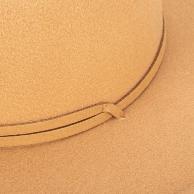 Image showing  Women's Faux Felt Boater Hat with Faux Leather Chin Cord