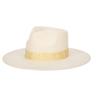 San Diego Hat Company Women's Love At First Sight Felt Fedora Gold Jacquard Band