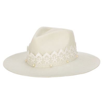 San Diego Hat Company Women's Now & Forever Felt Cowboy Hat with Lace and Pearls
