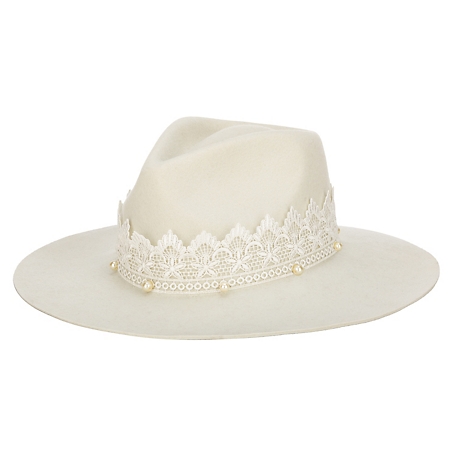 San Diego Hat Company Women's Now & Forever Felt Cowboy Hat with Lace and Pearls