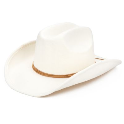 San Diego Hat Company Felt Cowboy Had with Twisted Faux Leather Band, WFH8100OSIVR Little White Cowboy Hat