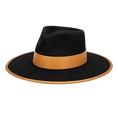 San Diego Hat Company The Line Stiff Wool Felt Fedora with Pop Color Trims, WFH8236OSBLK