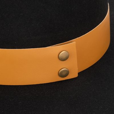 Image showing  The Line Stiff Wool Felt Fedora with Pop Color Trims, WFH8236OSBLK