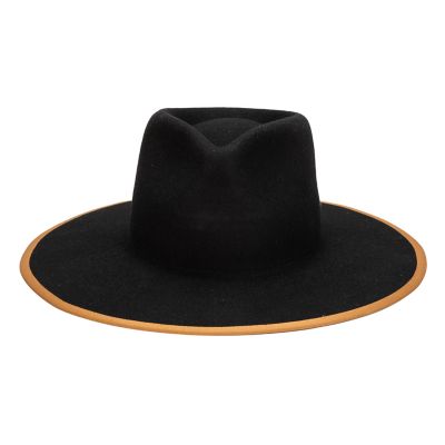 Image showing  The Line Stiff Wool Felt Fedora with Pop Color Trims, WFH8236OSBLK