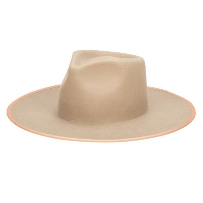 Image showing  The Line Stiff Wool Felt Fedora with Pop Color Trims, WFH8236OSBLK