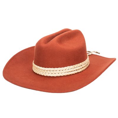 San Diego Hat Company Fire Wool Felt Rancher Cowboy with Triple Wrap Band & Concho, WFH8238OSRST