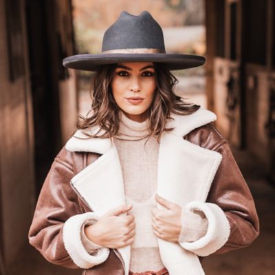 Image showing  Women's June Cattlemans Wool Felt Hat with Pencil Roll Brim and Foil Up Band