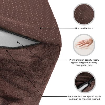 Image showing  4-Step High-Density Foam Scalloped Sherpa Top Pet Stairs