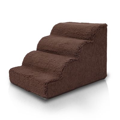 Image showing  4-Step High-Density Foam Scalloped Sherpa Top Pet Stairs