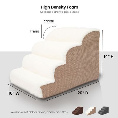 Image showing  4-Step High-Density Foam Scalloped Sherpa Top Pet Stairs