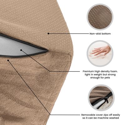 Image showing  4-Step High-Density Foam Scalloped Sherpa Top Pet Stairs