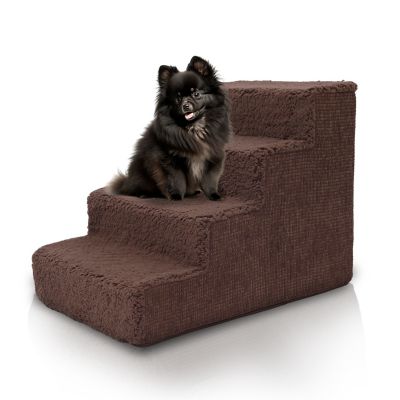 Precious Tails 4-Step High-Density Foam Sherpa Top Pet Stairs