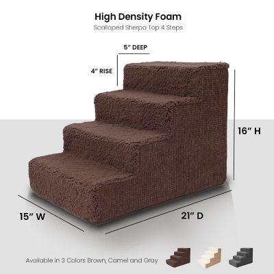 Image showing  4-Step High-Density Foam Sherpa Top Pet Stairs