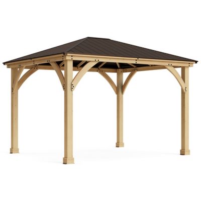 Yardistry 10 ft. x 12 ft. Meridian Cedar Gazebo with Rust-Free Aluminum Roof