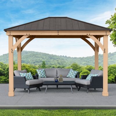 Image showing  10 ft. x 12 ft. Meridian Cedar Gazebo with Rust-Free Aluminum Roof