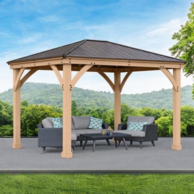 Image showing 6 th Yardistry 10 ft. x 12 ft. Meridian Cedar Gazebo with Rust-Free Aluminum Roof