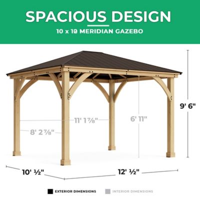 Image showing 7 th Yardistry 10 ft. x 12 ft. Meridian Cedar Gazebo with Rust-Free Aluminum Roof