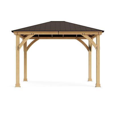 Image showing 8 th Yardistry 10 ft. x 12 ft. Meridian Cedar Gazebo with Rust-Free Aluminum Roof
