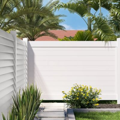 Image showing  Louvered 5 x 5 x 102in. Right End/Gate Post, White