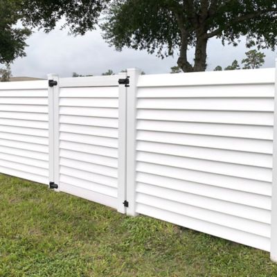 Image showing  6 ft. x 58 in. Louvered Privacy Gate, White