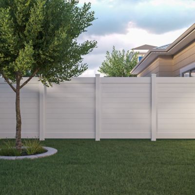 Image showing  5 in. x 5 in. x 108 in. Horizontal Fence Vinyl Line Post, White