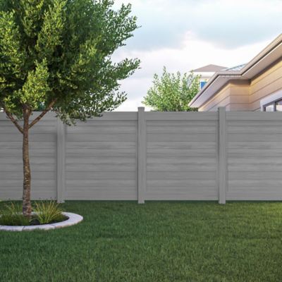 Image showing  Horizontal Fence 5 in. x 5 in. x 108 in. Driftwood Vinyl Line Post