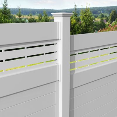 Image showing  6 x 6ft. Horizontal Boardwalk Vinyl Panel Fence Kit, White