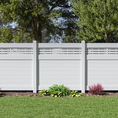 Image showing  Horizontal Fence Boardwalk 5 in. x 5 in. x 108 in. White Vinyl Line Post