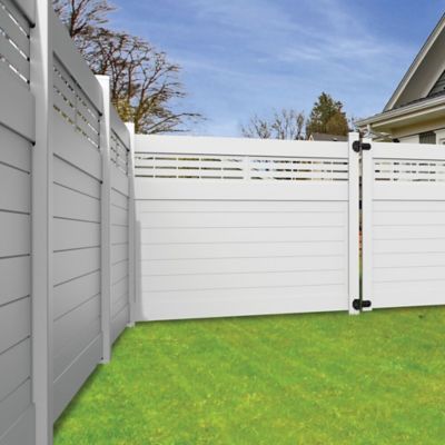 Image showing  Horizontal Fence Boardwalk 5 in. x 5 in. x 108 in. White Vinyl Corner Post