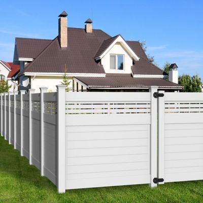 Image showing  Horizontal Fence Boardwalk 5 in. x 5 in. x 108 in. White Vinyl Corner Post