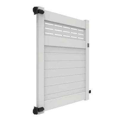 Image showing  6 ft. x 58 in. Horizontal Boardwalk Vinyl Privacy Fence Gate, White