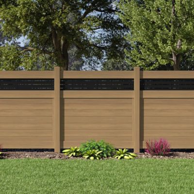 Image showing  Horizontal Fence Boardwalk 6 ft. x 6 ft. Cypress Vinyl Privacy Panel Kit