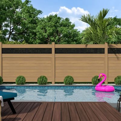 Image showing  Horizontal Fence Boardwalk 6 ft. x 8 ft. Cypress Vinyl Privacy Panel Kit